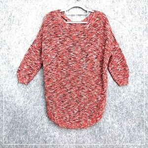 Express Women Sweater Tunic M Open Cross Back Dolman Sleeves Marled Preppy‎